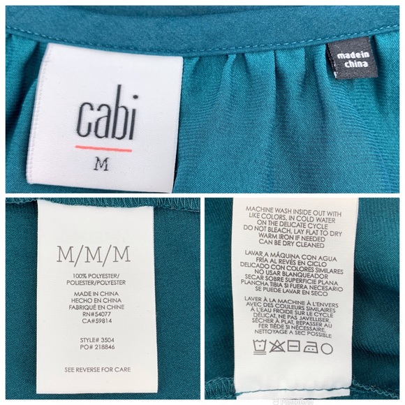 Cabi Fetching Blouse # 3504, Spruce Green Cold Shoulder Long Sleeve Top, Medium - Picture 16 of 16